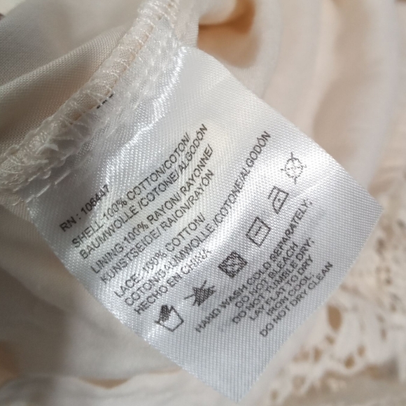 Anthropologie Maeve Cream Crochet Overlay Shift Dress Boho Lace Cap Sleeve Small - Picture 8 of 9